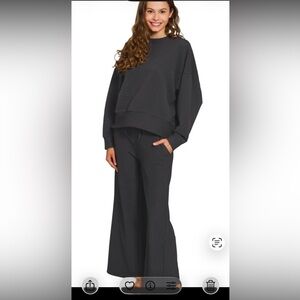 Zenana Outfitters Black Two-Piece Set medium new ribbed dolman set M pants top